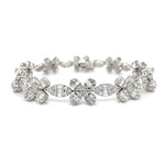 Four-Leaf Flower and Marquise Baguette Diamond Bracelet Diamonds House