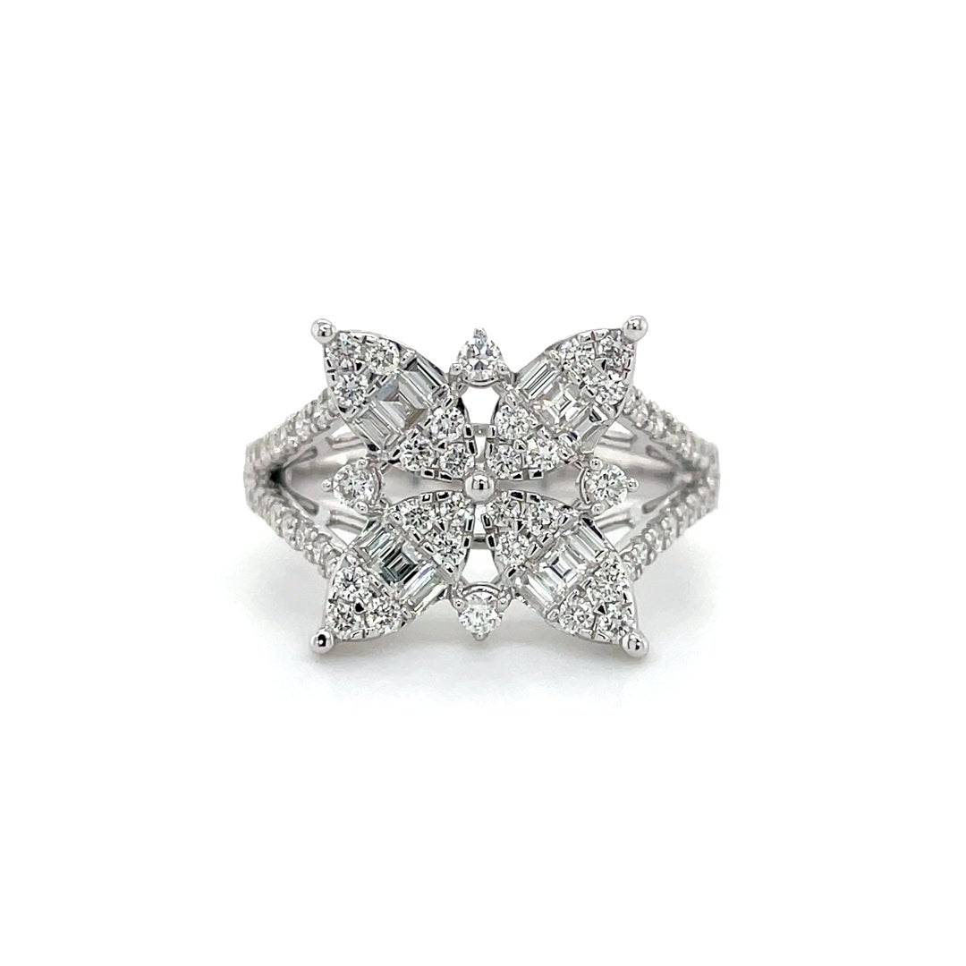 Blooming Diamond Four-Leaf Statement Ring Diamonds House