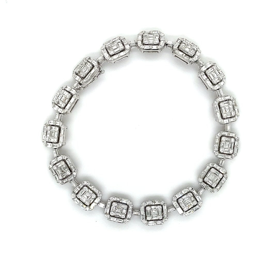 Bold Clustered Baguette Diamond with Halos Bracelet Diamonds House