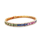 Rainbow Sapphire Princess Cut Diamond Tennis Bracelet Diamonds House