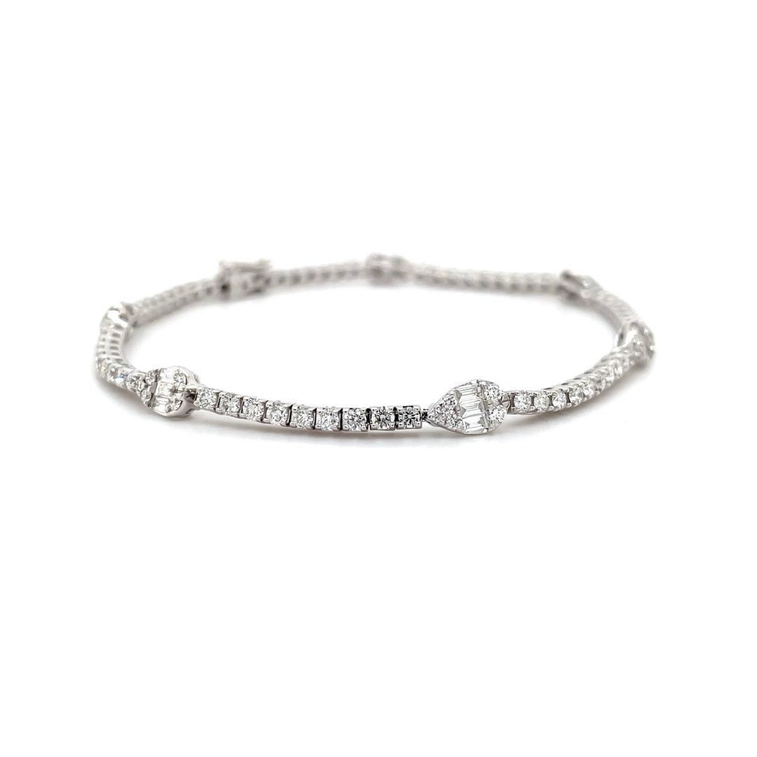 Pear and Round Diamond Tennis Bracelet 2.60 Ct Diamonds House