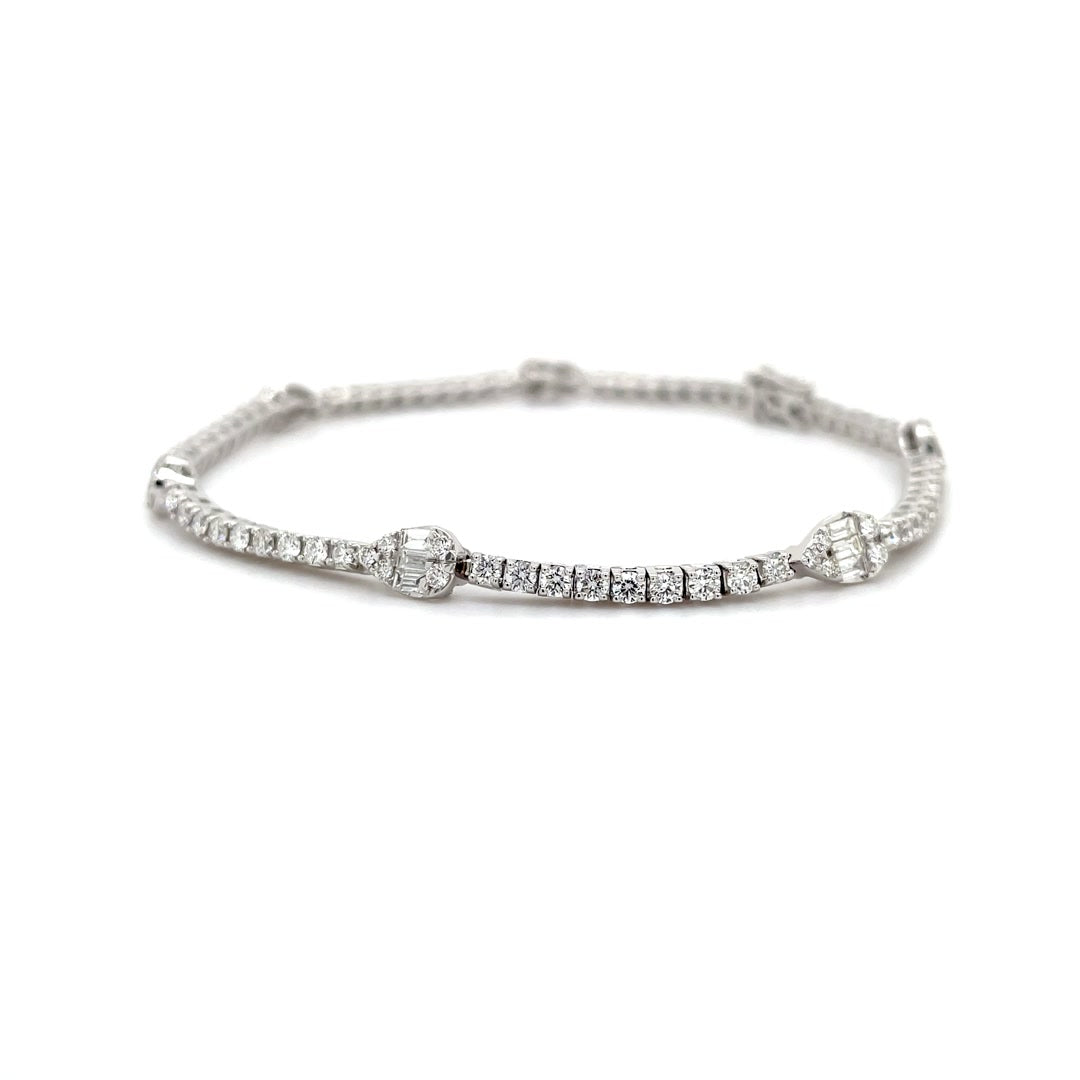 Pear and Round Diamond Tennis Bracelet 2.60 Ct Diamonds House