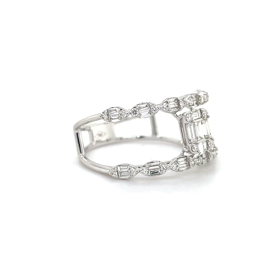 Two-Row Baguette Diamond Open Cage Ring Diamonds House