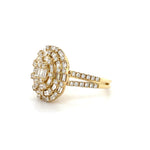 Oval Baguette Diamond Cluster Ring in Yellow gold Diamonds House