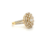 Oval Baguette Diamond Cluster Ring in Yellow gold Diamonds House