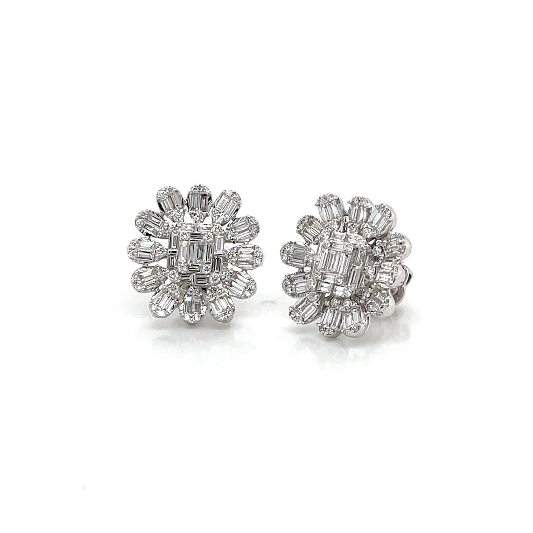 Classical Diamond Flower Stud Earrings Diamonds House