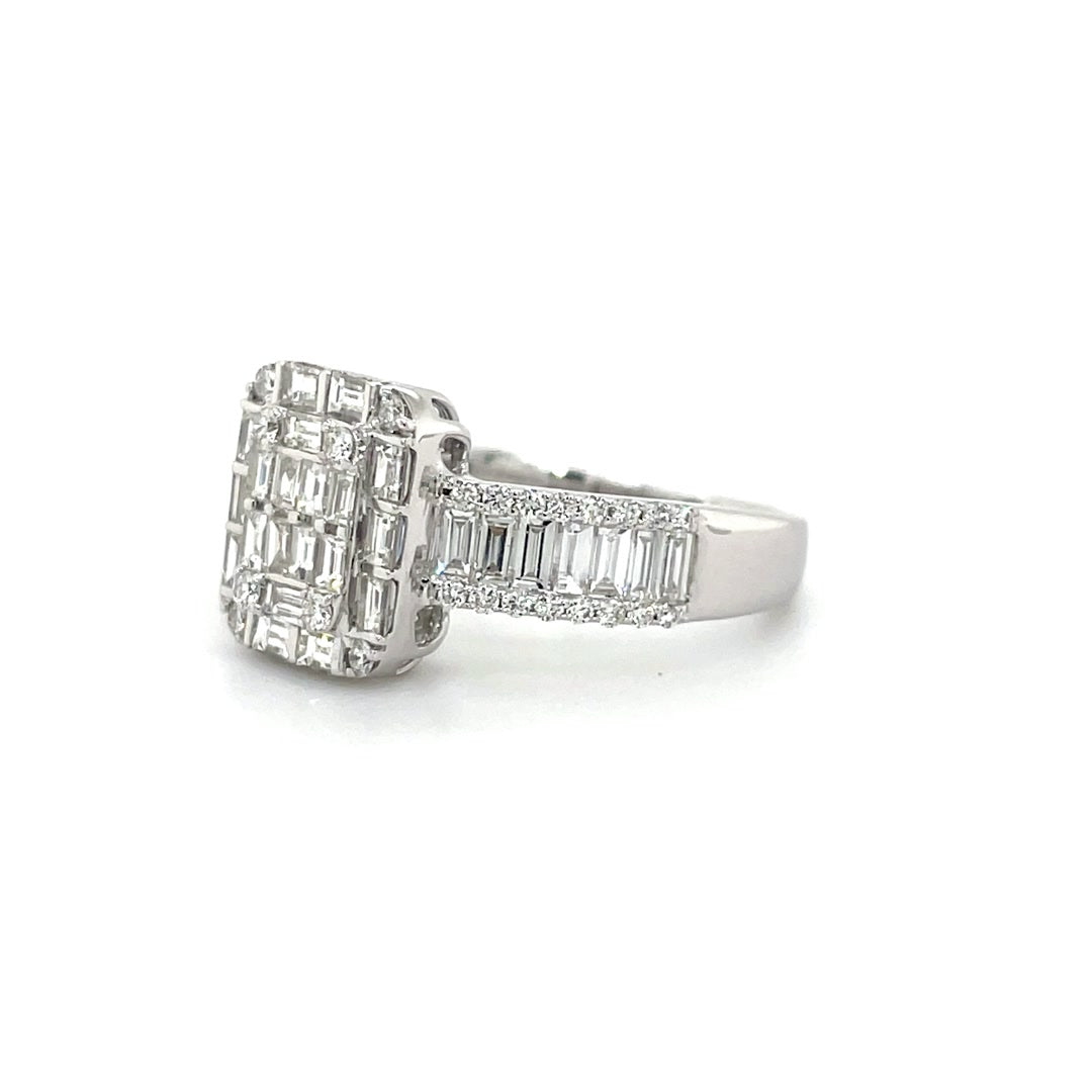 Bold Baguette Diamond Square Cluster Ring Diamonds House