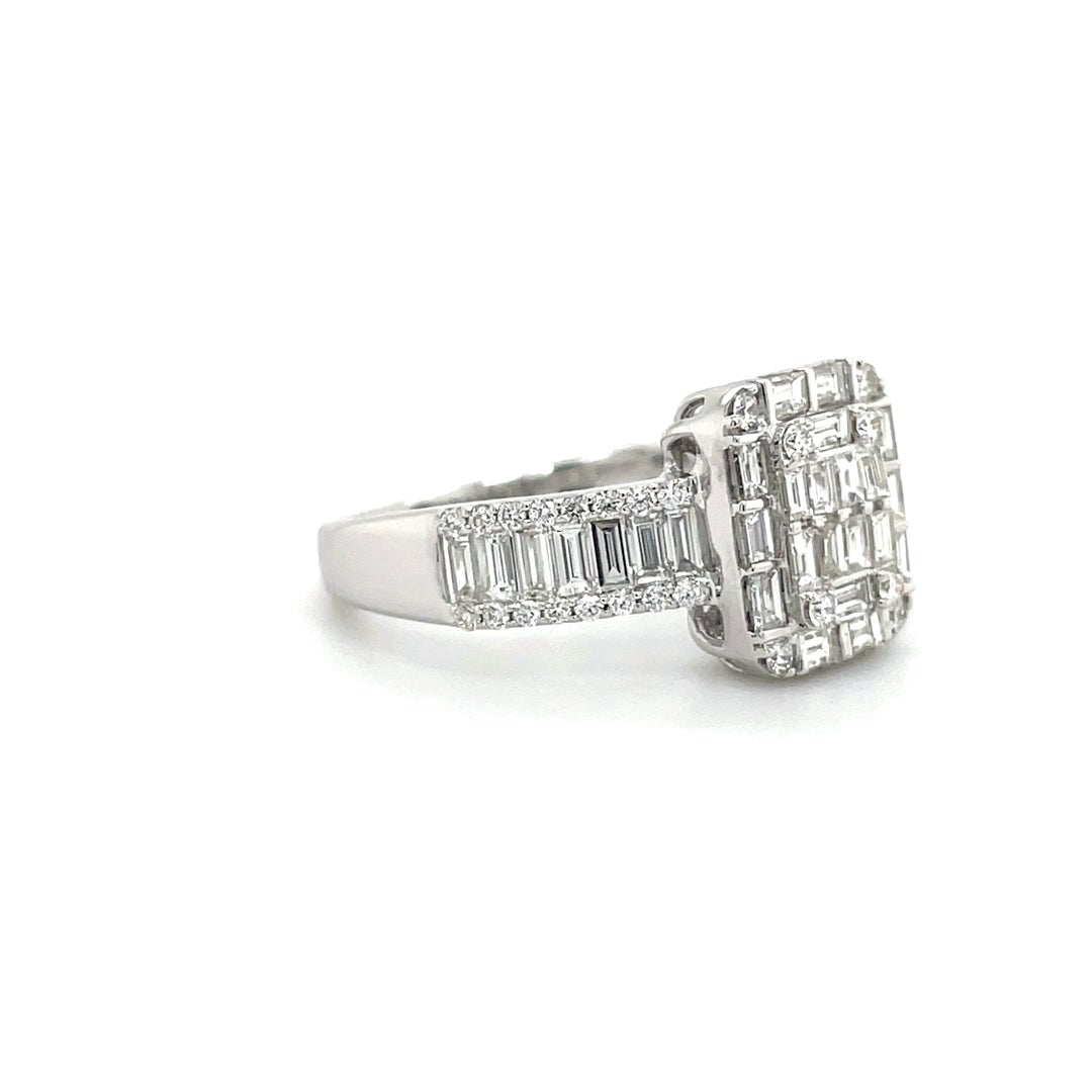 Bold Baguette Diamond Square Cluster Ring Diamonds House