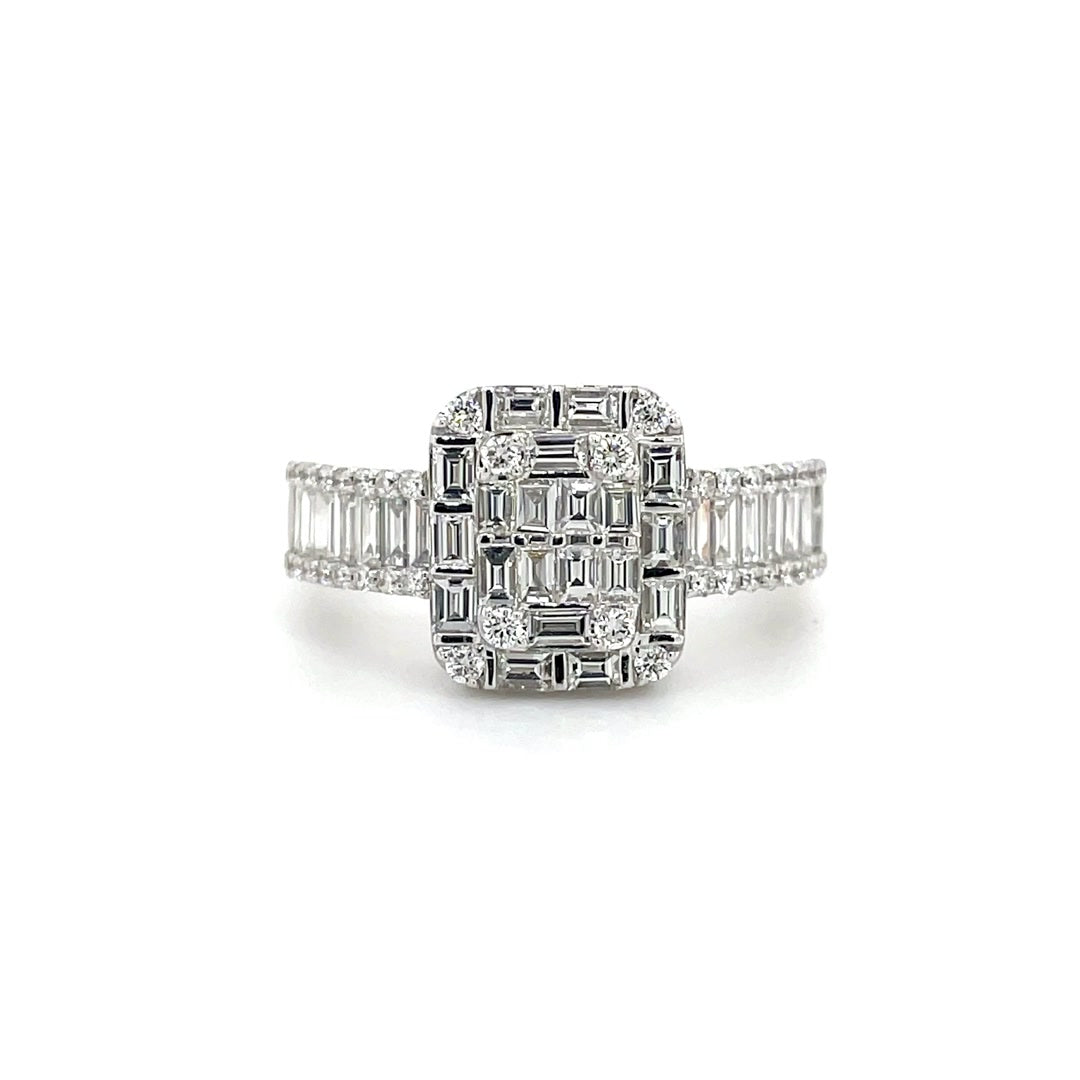 Bold Baguette Diamond Square Cluster Ring Diamonds House