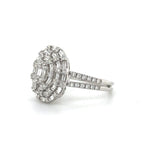 Oval Baguette Diamond Cluster Ring in White Gold Diamonds House