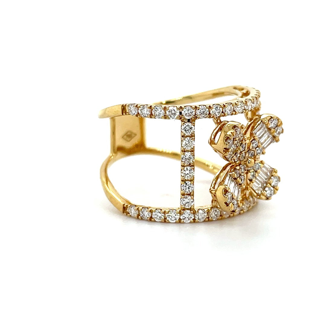 Diamond Statement Ring with Baguette Floral Design Diamonds House