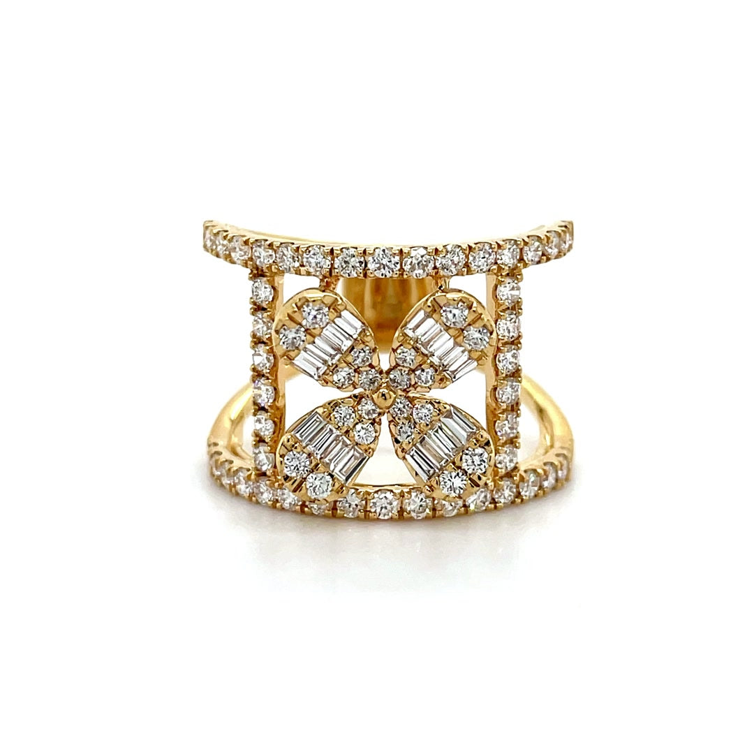 Diamond Statement Ring with Baguette Floral Design Diamonds House