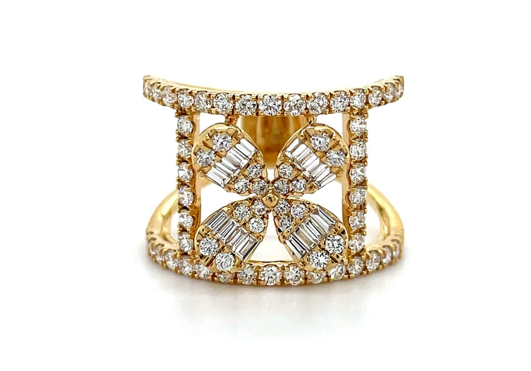 Diamond Statement Ring with Baguette Floral Design Diamonds House