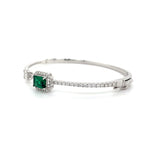 Half Eternity Diamond Bangle with Emerald-Green Gemstone Diamonds House