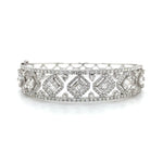 Crown Diamond Bangle with Centered Baguette Clusters Diamonds House