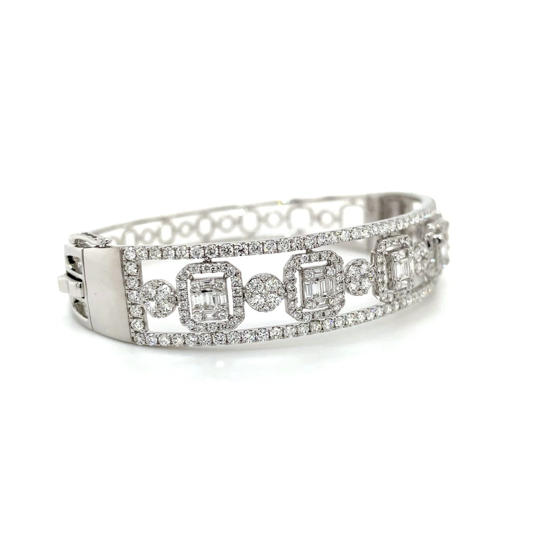 Duchess Diamond Bangle with Spaced Baguette and Round Clusters Diamonds House