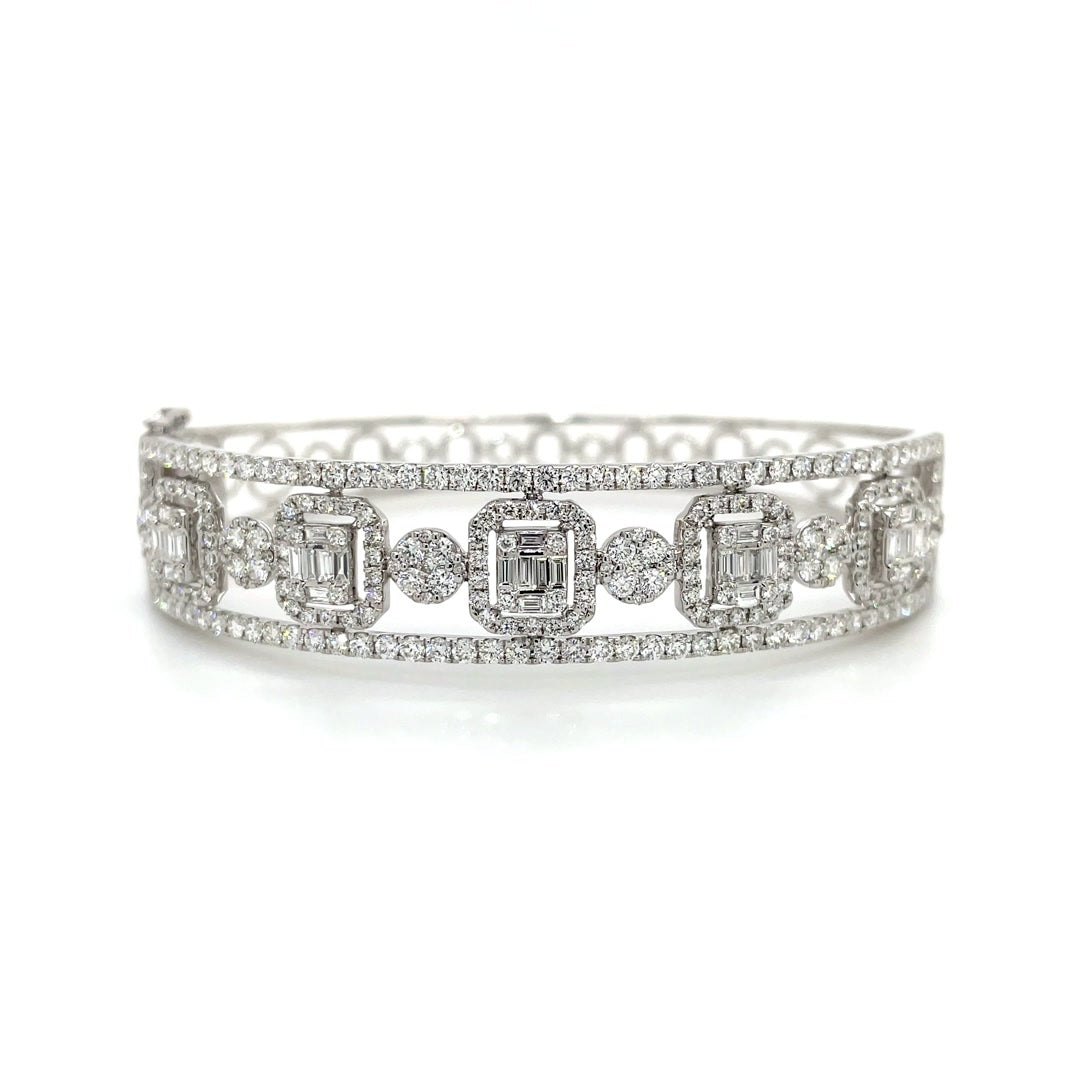 Duchess Diamond Bangle with Spaced Baguette and Round Clusters Diamonds House