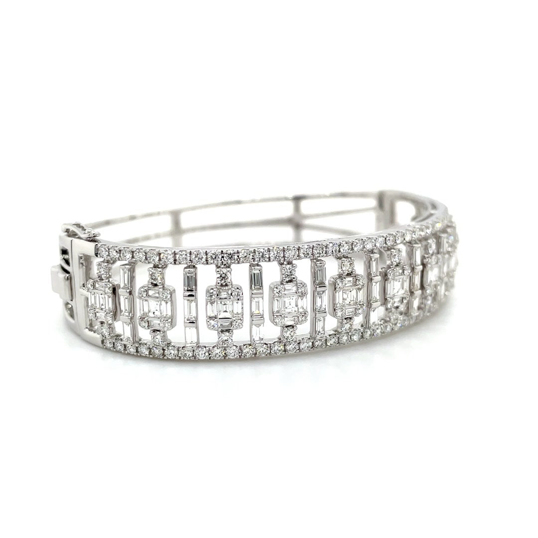 Tiara Layered Diamond Bangle with Baguette Center Diamonds House