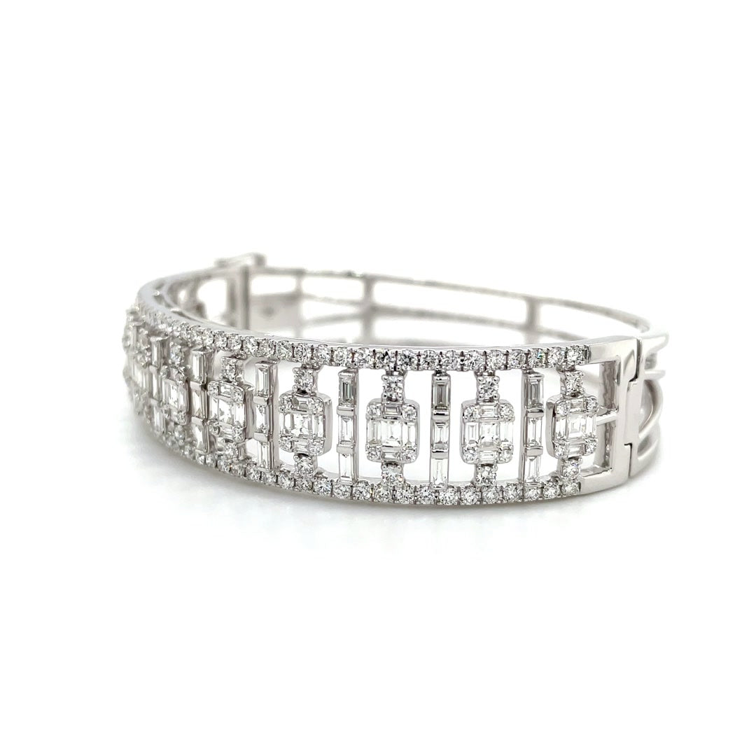 Tiara Layered Diamond Bangle with Baguette Center Diamonds House