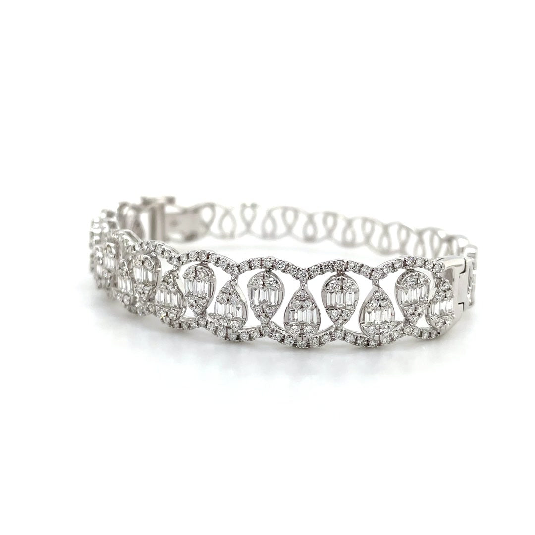 Crown Weave Diamond Bangle with Drop-Shaped Diamonds Diamonds House