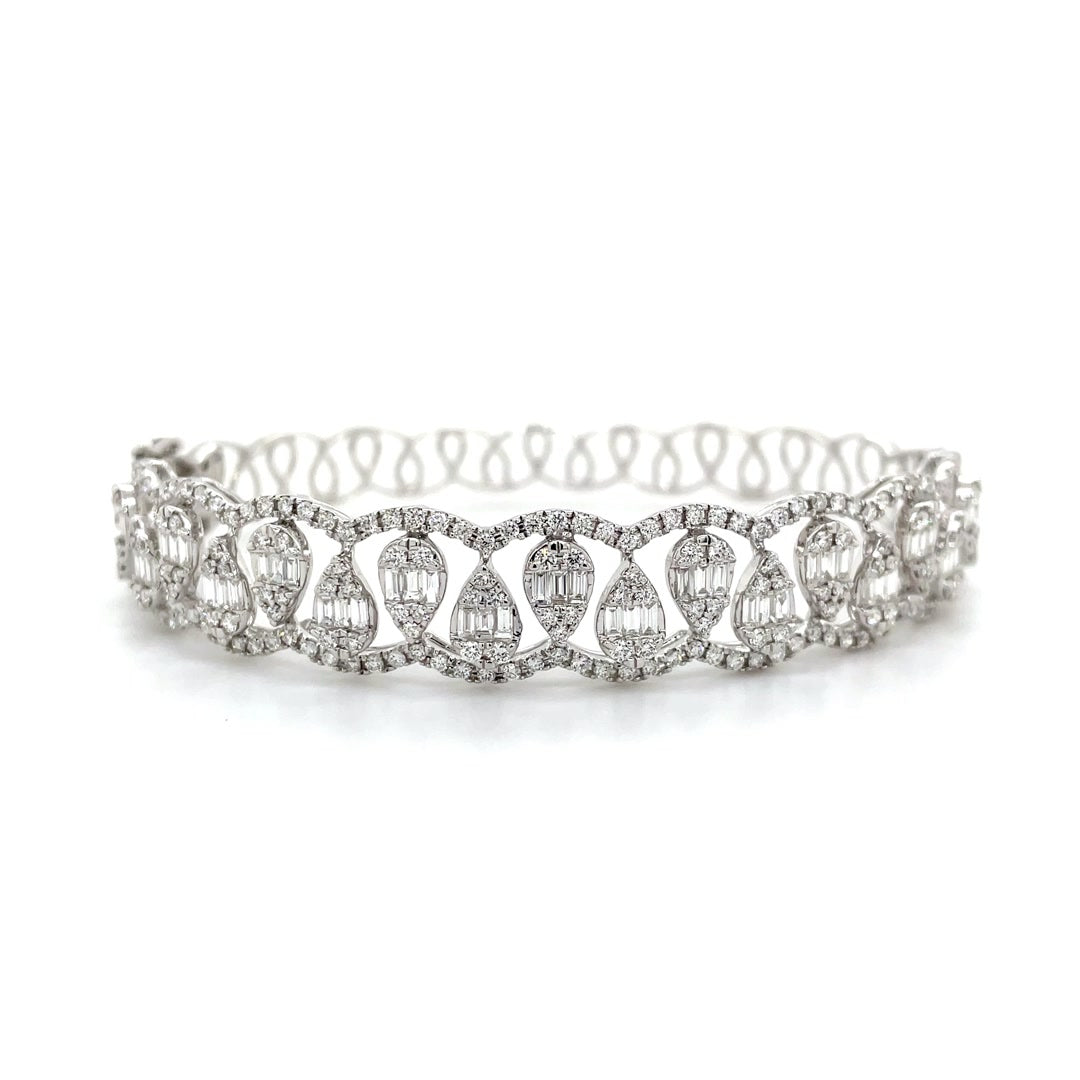 Crown Weave Diamond Bangle with Drop-Shaped Diamonds Diamonds House