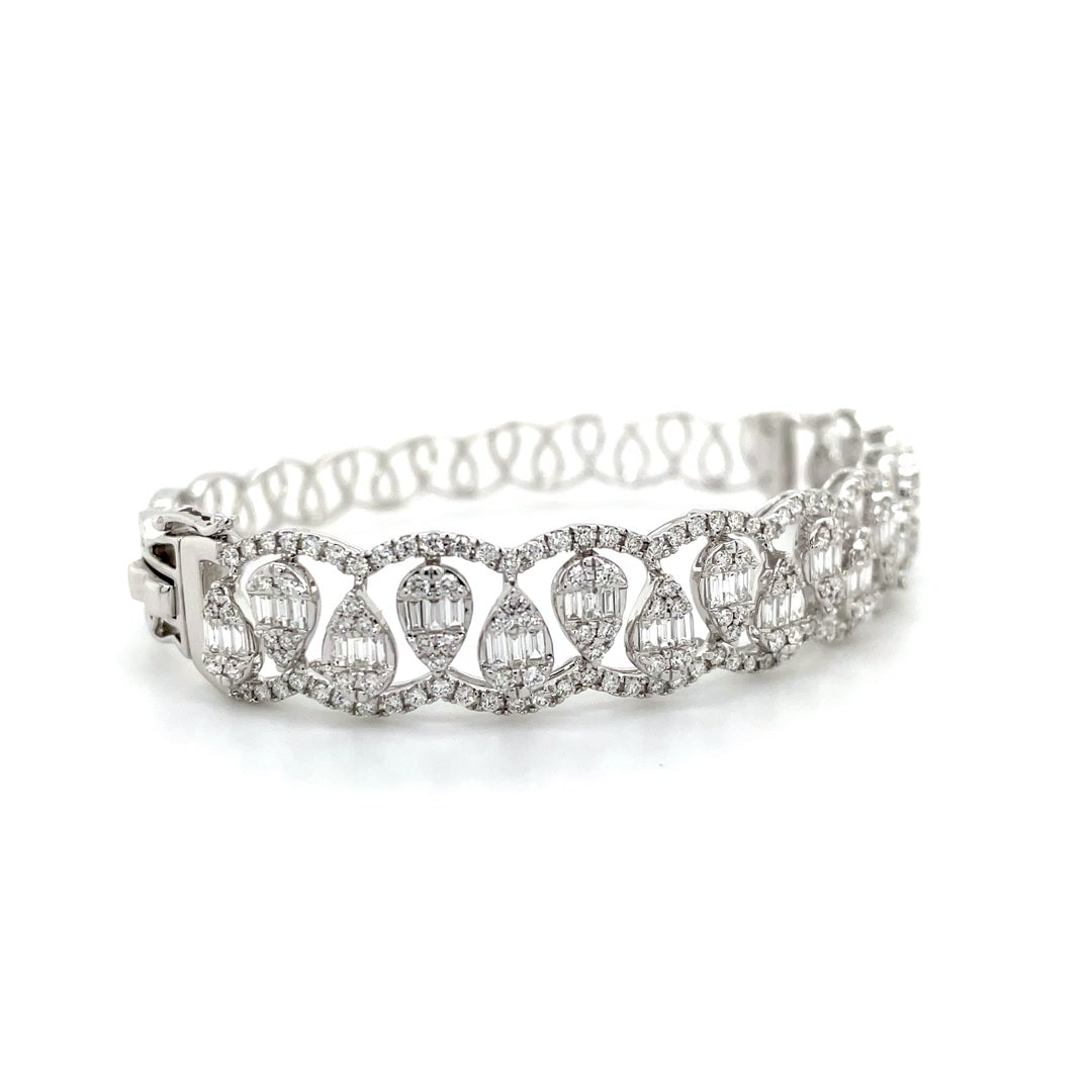 Crown Weave Diamond Bangle with Drop-Shaped Diamonds Diamonds House