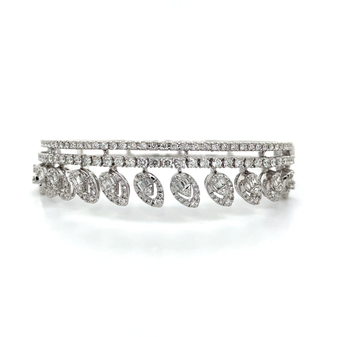 Regal Triple-Row Diamond Bangle in White Gold Diamonds House