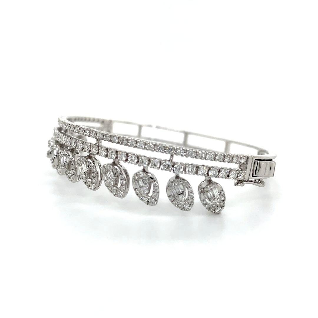 Regal Triple-Row Diamond Bangle in White Gold Diamonds House