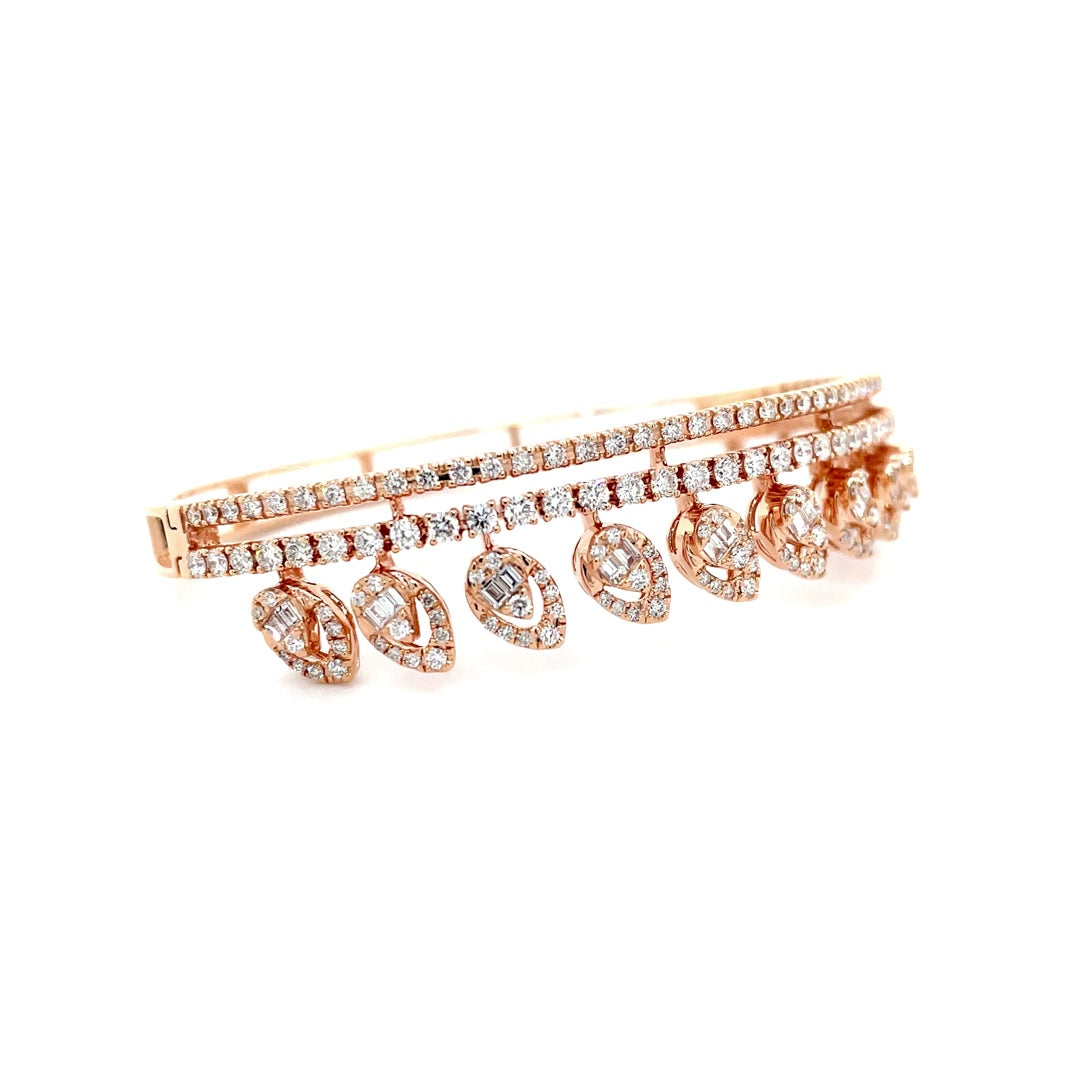 Regal Triple-Row Diamond Bangle in Rose Gold Diamonds House