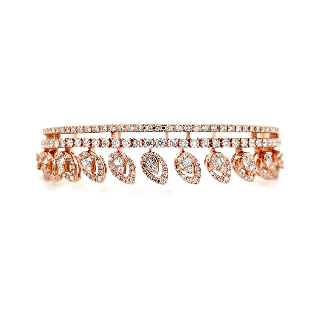 Regal Triple-Row Diamond Bangle in Rose Gold Diamonds House