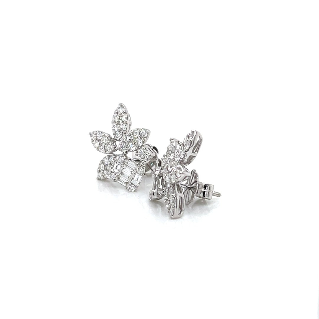 Pavé Diamond Leaf Earrings Diamonds House