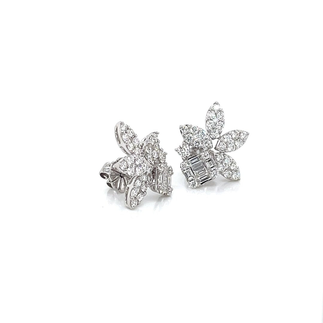 Pavé Diamond Leaf Earrings Diamonds House