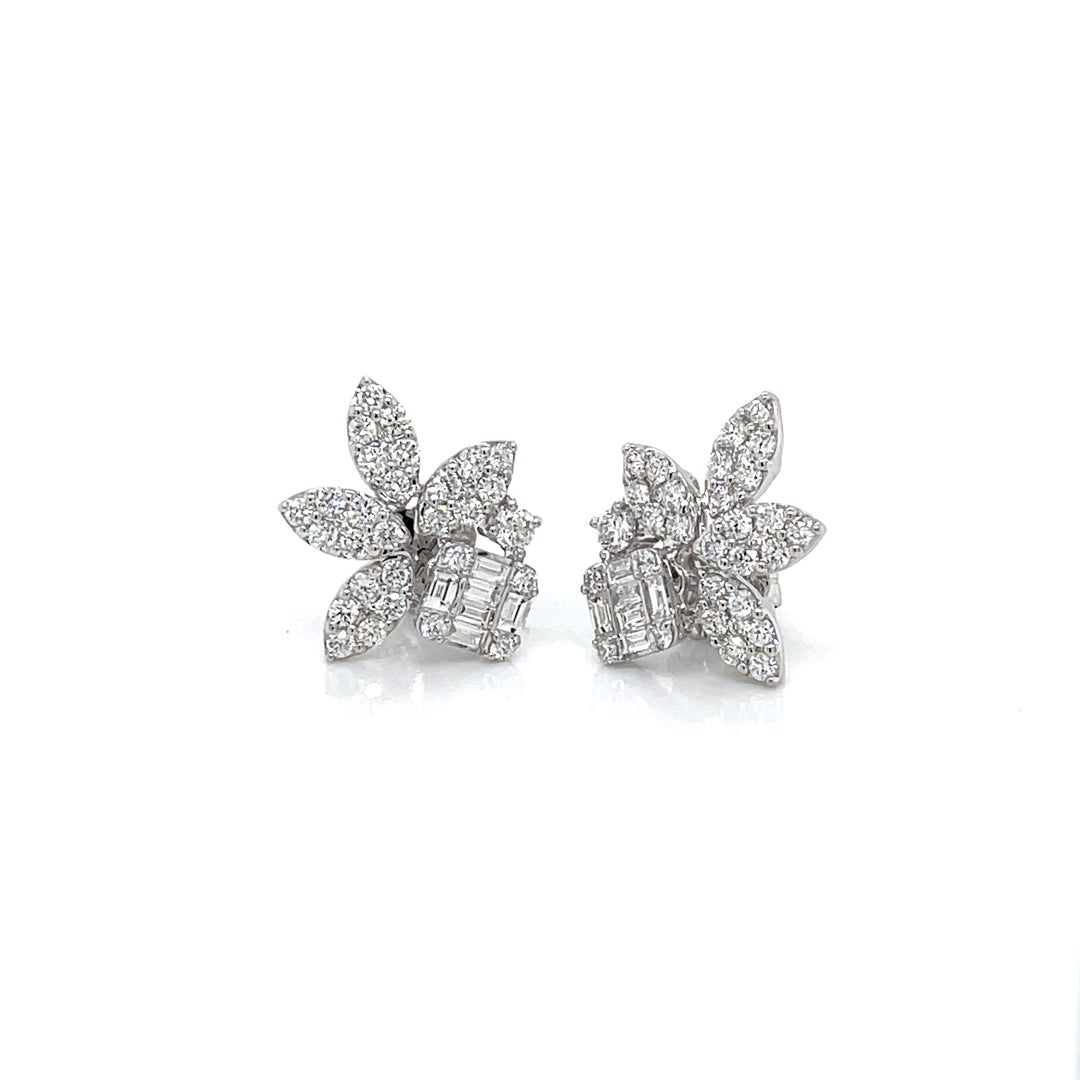 Pavé Diamond Leaf Earrings Diamonds House