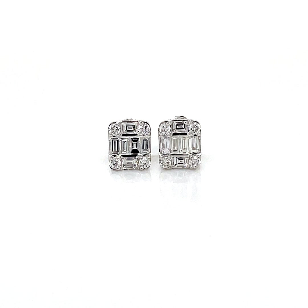 Square Baguette Diamond Stud Earrings Diamonds House