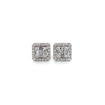 Square Diamond Stud Earrings with Halo Diamonds House