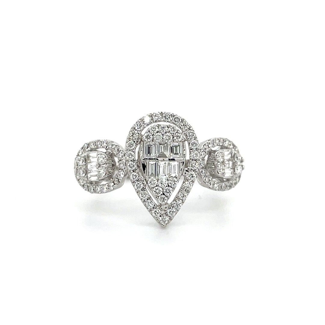 Diamond Pear Shape and Round Cut Halo Ring Diamonds House