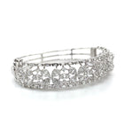 White Gold Floral Diamond Bangle with Intricate Openwork Design Diamonds House