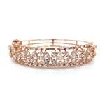 Rose Gold Floral Diamond Bangle with Intricate Openwork Design Diamonds House