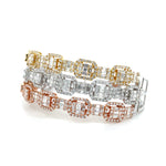 Tri-Color Regal Square Diamond Link Bracelets Diamonds House