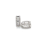 Diamond Huggie Earrings with Baguette and Round Rows Diamonds House