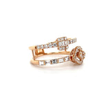 Two-Line Diamond Teardrop and Square Cage Ring in Rose Gold Diamonds House