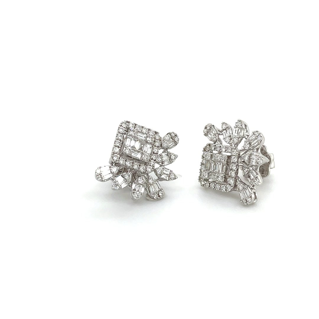 Square and Marquise Cluster Diamond Earrings Diamonds House