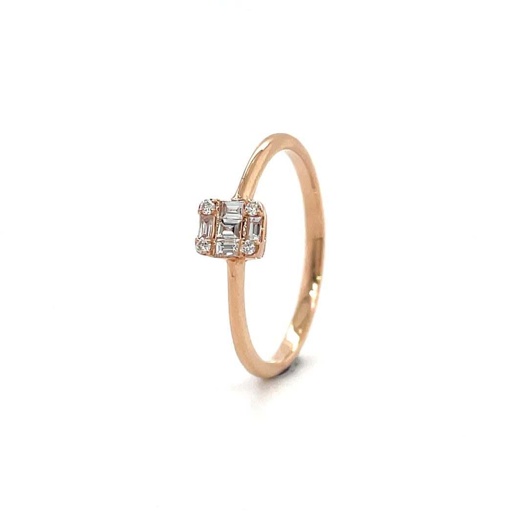 Square Baguette Diamond Ring in Rose Gold Diamonds House