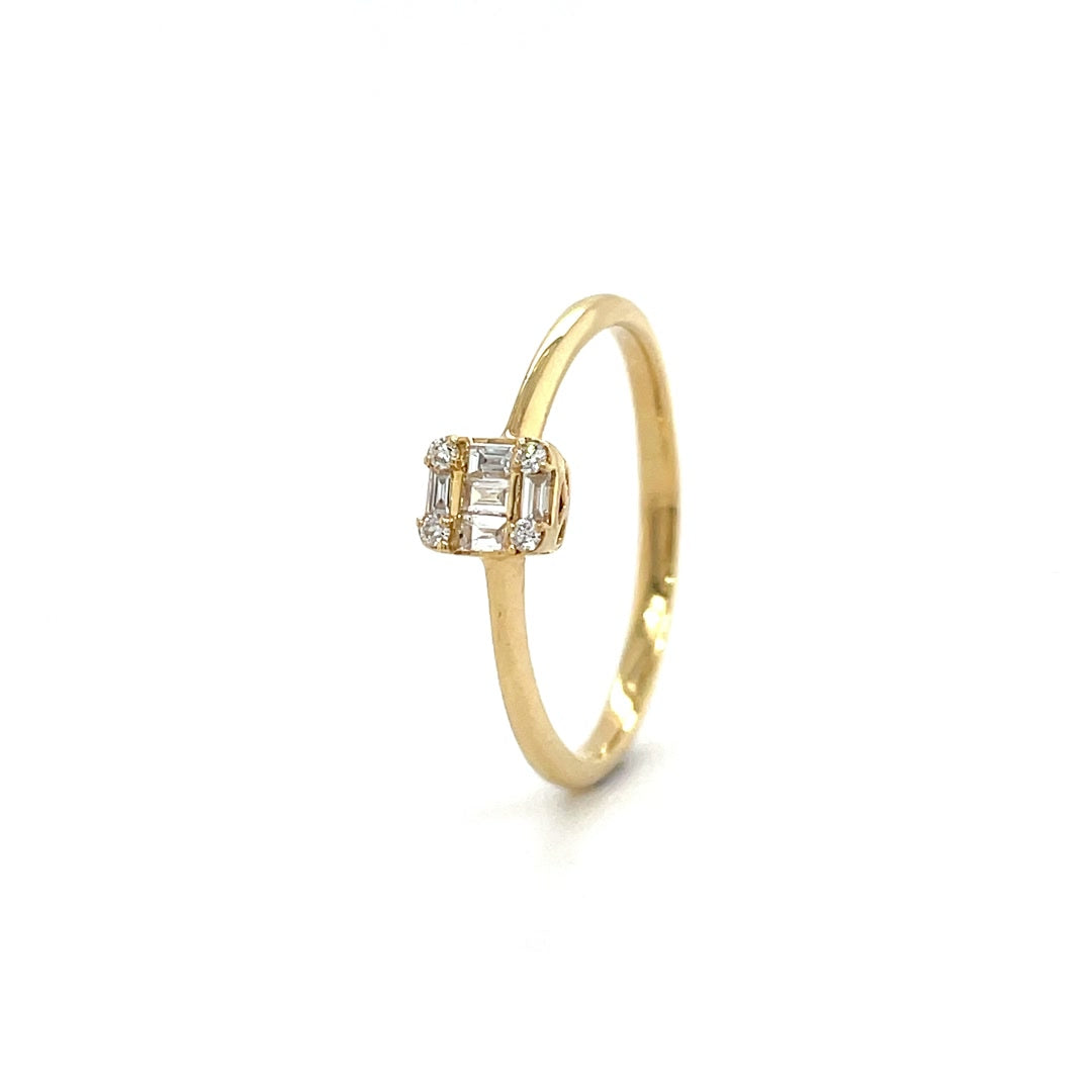 Square Baguette Diamond Ring in Yellow Gold Diamonds House