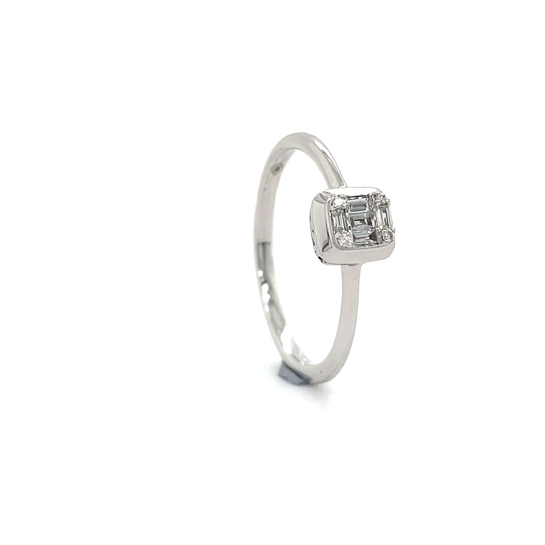 Bezel-Set Square Baguette Diamond Ring in White Gold Diamonds House