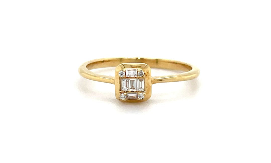 Bezel-Set Square Baguette Diamond Ring in Yellow Gold Diamonds House