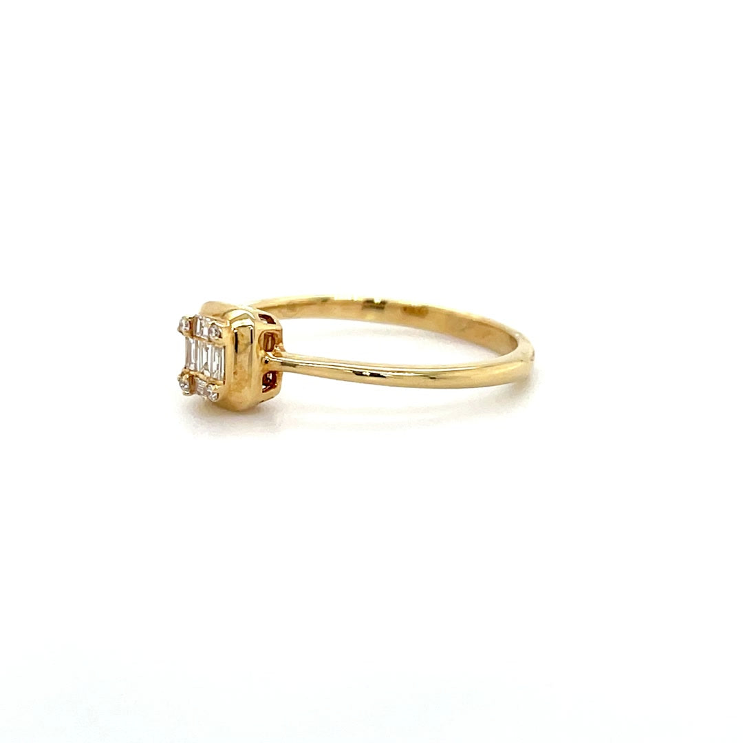 Bezel-Set Square Baguette Diamond Ring in Yellow Gold Diamonds House