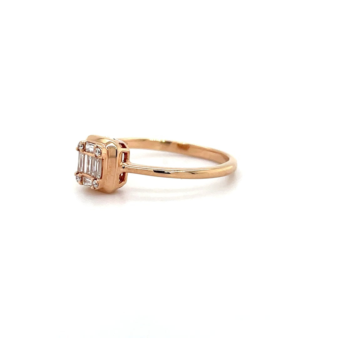 Bezel-Set Square Baguette Diamond Ring in Rose Gold Diamonds House