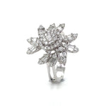 Round Diamond Baguette Halo Floral Burst Ring Diamonds House