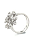 Round Diamond Baguette Halo Floral Burst Ring Diamonds House